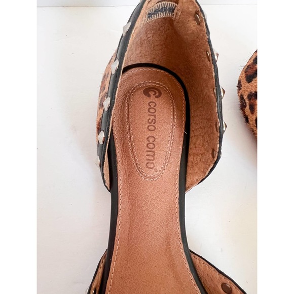 CORSO COMO Women's Brown/Black Calf Hair Leather Leopard Studded Flats size 8.5 - Picture 2 of 13